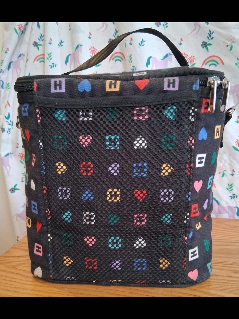 EUC Harveys Heart Print Snack & Go Cotton School Work Beach Lunch Box Bag - Picture 2 of 8